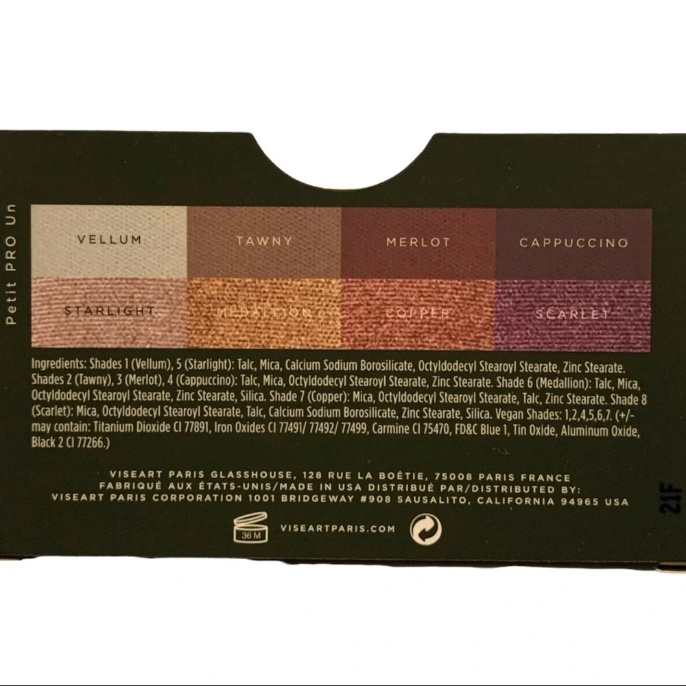 NIB VISEART Petit PRO Un 1 Eyeshadow Palette 8 Shades